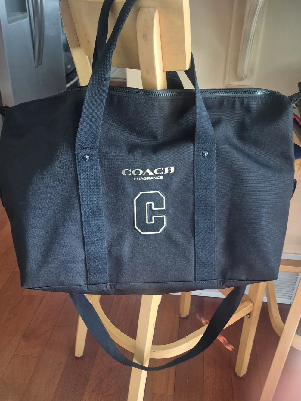 COACH Black Canvas Tote Bag with Logo Accent